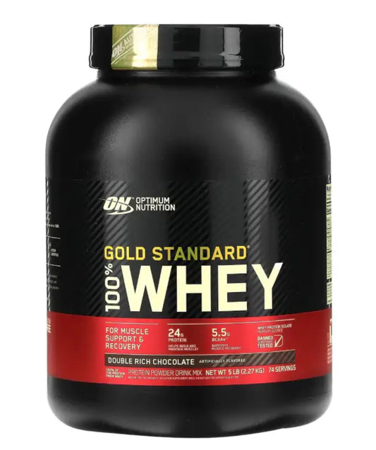 אבקת חלבון גולד סטאנדארד בטעם שוקולד כפול, 2.26 ק"ג