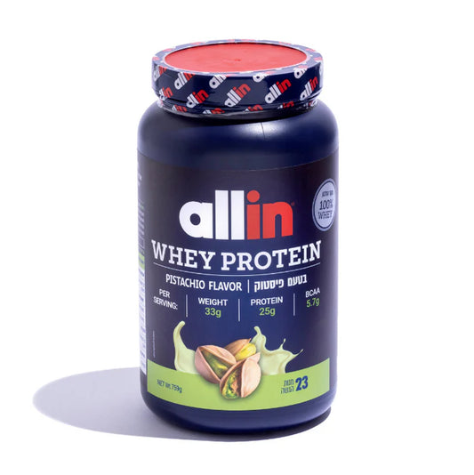 אבקת חלבון WHEY בטעם פיסטוק – משקל 759 גרם (23 מנות)